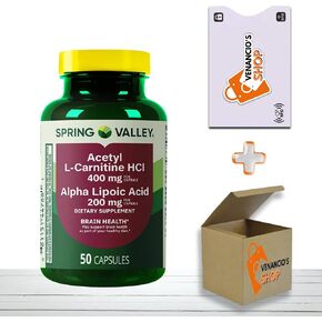 Spring Valley Acetyl L-Carnitine HCI 400 mg + Alpha Lipoic Acid 200 mg Capsules, 50 Count (Pack of 1)