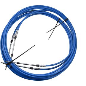 Motoforti Universal Marine Boat Throttle Shift Control Cable, 6M/20FT, Stainless Steel Rubber, Blue, 2 Pc