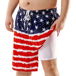 BRISIRA Big and Tall Swim Trunks for Men Compression Liner Bathing Suit with Pockets Swimsuit Beach Shorts Quick Dry 1X-6X