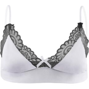 Men's Sissy Lingerie Lace Underwear Floral Bra Bowknot Strappy Bra Top Crossdressing Nightwear