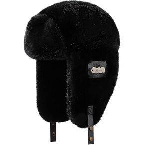 Fluffy Trapper Hats Winter Cozy Plush Ushanka Russian Hat Windproof Ski Hat Pilot Aviator Cap Cold Weather Hat