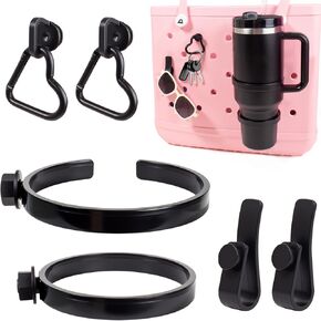 Letgo Stanley Cup Holder مع 4 Hooks ، Carabiner Key Chain Holder Charms ، المتوافق مع Stanley 30oz Cups و Bogg Bag Bag Southern Beach Accessories (White)