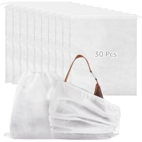 30 Pcs Dust Bags for Handbags and Purses, 17 x 21 In Purse Dust Bags for Storage, Non-Woven Breathable Drawstring Handbag Dust Cover, Purse Storage Bag for Purses Shoes Boots Clothes Home Travel