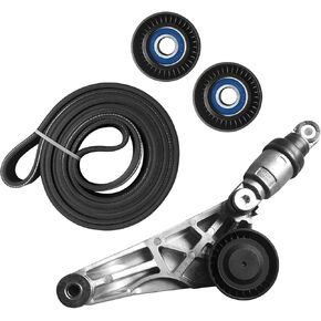 4627038AA-KIT Drive Belt Kit with Belt Tensioner & Idler Pulleys Replacement for Jeep Wrangler JK 3.6L 2012-2018, 4627038AA