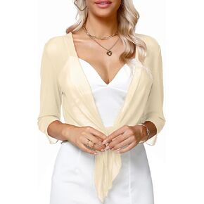 aiboria womens 3/4 sweve shure sher mesh bolero tie joodigan cardigan s-xxl