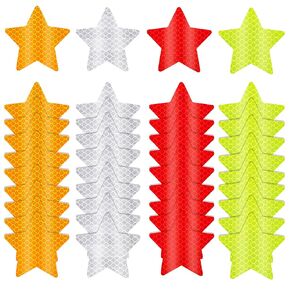 40Pcs Star Shape Reflective Stickers, Warning Safety Reflector Stickers for Kids, Waterproof Safety Helmet Stickers for Vehicles, Bicycles, Motorcyclesc and Construction Workers