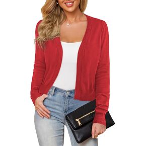 Women's Cropped Cardigan Sweaters Long Sleeve Open Front Bolero Knit Shrugs for Dresses