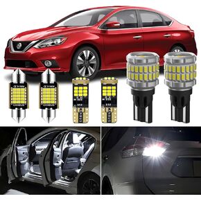 AENVTOL 13 Pieces Interior LED Light Kit + Back Up Bulb Reverse Lights Replacement for Nissan Sentra 2013 2014 2015 2016 2017 2018 2019 White Backup Light + LED Interior Bulb Package, Install Tool