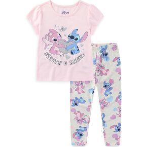 Disney Lilo & Stitch Girls 2 Piece Short Sleeve T-Shirt and Legging Pants Set for Big Kids