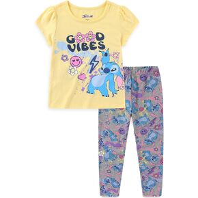 Disney Lilo & Stitch Girls Short Sleeve T-Shirt and Legging Pants Set for Big Kids