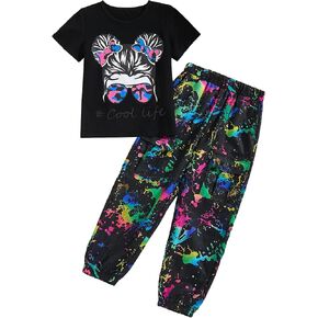 Girl Clothes Cute Cool Girl Tops Splicing Pants 2 Piece Girls Summer Outfits 6-14 Years