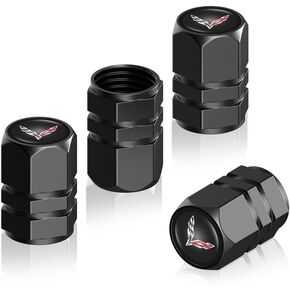 4 Pcs Metal Car Tyre Valve Stem Caps for Corvette C1 C2 C3 C4 C5 C6 C7 C8 Racing 1LT 2LT 3LT, Car Tire Air Caps Dust Caps,Alloy Anti-Corrosion Leak-Proof, Screw-On, Silvery