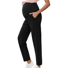 OUGES WOMENS 2025 سروال الأمومة على أعمال الحمل البطن بنطلون العمل غير الرسمي مع ملابس الأمومة الجيوب