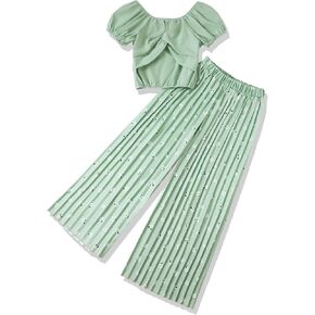 Xuanhao Toddler Girls Girls Clothes Summer Puff Sleeve قميص قميص أعلى سروال الساقين ملابس ملابس الأطفال