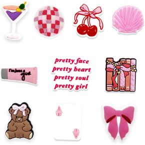 10pcs سحر الأحذية Coquette ، Coquette Girly Bow سحر جمالي لزينة الأحذية ، والهدايا للفتيات ، والبالغين