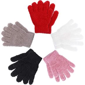 EBOOT 3 Pairs Kids Knit Gloves for Boys and Girls Warm Winter Full Fingers Stretchy Gloves for Kids Mittens Children