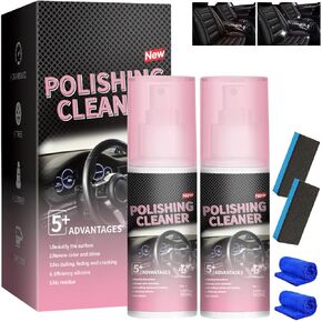2PCS New Polishing Cleaner Car Interior,Vehicle Interior Polish,Interior Detailer Spray,Interior All Purpose Car Cleaner(2 Pieces 200ml) + Brush Cloth
