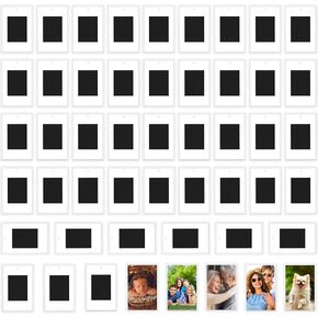 Small Magnetic Picture Frames (50 Pack) - Mini Photo Frames for Personalised Fridge Magnets - for Photos 7 x 4.5cm/2.75 x 1.77 Inches - Photo Magnets for Fridge/Magnetic Frame Blank Inserts