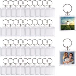 40pcs Clear Photo Frame Cheychain 4x4cm صورة فارغة إدراج Keyring أكريليك الصورة الإطار مفتاح سلسلة مفاتيح الصورة مرتين