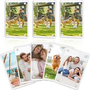 8 Pack Acrylic Fridge Magnetic Frame Polaroid Frame Magnetic Picture Frames for Refrigerator Double Sided Instax Mini Picture Frame 2.36 X 3.54 Inch
