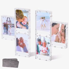 إطارات صور أكريليك مغناطيسية قابلة للتمديد من 6 عبوات لفوفيلم instax minifilm ، 2.36x3.54 شاشة مزدوجة على الوجهين بقطعة صغيرة مع قماش الألياف الدقيقة ، 8 ملم+8 ملم ،