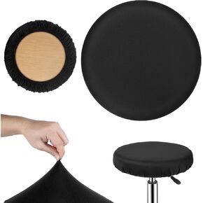 2 Pcs Bar Stool Covers, Black Round Bars Stools Cover, 11-14 in High Elastic Circle Bar Stool Covers, Soft Washable Slipcovers, Soft Stools Cushion Slipcovers for Bars, Home, Hotel, Market