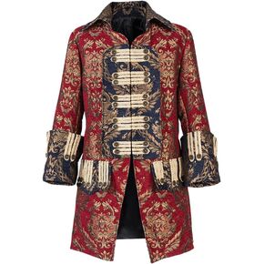 Willyacos Men's Steampunk Vintage Vintage Tailcoat Jacket Gothic Victorian Frock Coat Mens Buccaneer Pirate Costume Coat