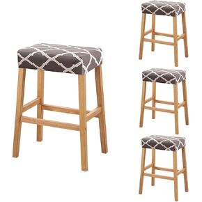 Stool Covers Rectangular Set of 2, Stretch Printed Vanity Stool Covers Washable Saddle Bar Stool Slipcover Bench Seat Protector with Elastic Bands Pattern of 16