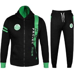 Boys Girls Tracksuit HNL Projection Contrast Zipped Hooded Top Jogging Bottoms Sports Comfortable Tracksuit