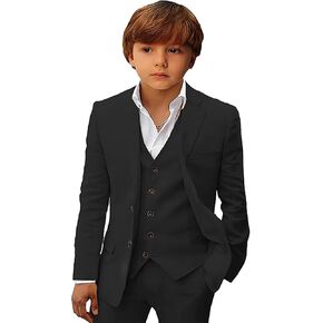 Mi Bo Tong Slim Fit Suit for Boys 3 Pieces Linen Suits Blazer Vest Pants for Wedding Formal Boy Suit Dresswear Tuxedos