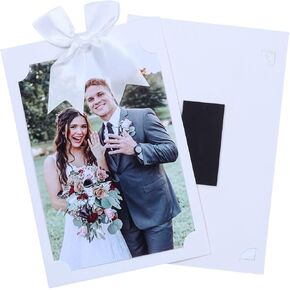 50 Pack 4x6 Magnetic Picture Frames for Refrigerator | Paper Picture Frame with Bowtie | Magnetic Photo Holders for Wire Wall Grid Panel, Locker, Door, Classroom,Wedding,Birthday Decor - Black