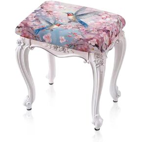 Pink 2pcs Rectangle Stool Covers Stretch with Elastic Bar Stool Chair Covers Rectangle Vanity Chair Covers Slipcover Washable Stretch Barstool Covers with Elastic Bands