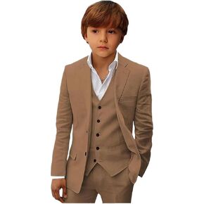 Mi Bo Tong Boys Linen Suit Slim Fit Kids Suit for Boys Summer Beach Wedding Suit Kids Tuxedos Suit Blazer Vest Pants Set