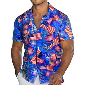 الرجال المطبوعون من هاواي المطبوعة القمصان القصيرة الأزهار الاستوائية زر القميص العطلة ألوها العطلة in Kuwait