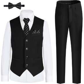 Happy Dolphin Boys Suits Formal Vest Suit Toddler Suit Set for Teen Boys Kids Wedding Ring Bearer Outfit