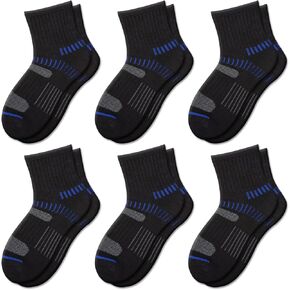 Comfoex Boys Socks Quarter Athletic Ankle Cotton Sports Socks For Kids 8-10 4-6 6-8 Years Old With Cushioned Sole 6 Pairs