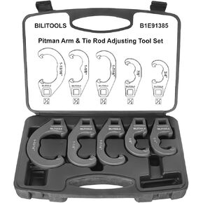 BILITOOLS 5 Piece Tie Rod Adjuster Tool Set, Steering Tie Rod End Adjusting Sleeves Adjustment Tool Kit Compatible with Chevy Ford Chrysler ect. Older Domestic Vehicles Trucks SUVs