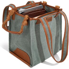 Montana West x Lee Canvas Tote Bag for Women Square Shoulder Handbag with Multiple Pockets for Work and Travel