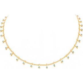 Montana West x Wrangler Gold Plated Chain Choker Necklace for Women, 18k Gold Plated Lightweight CZ Beaded Dainty Jewelry