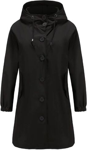 Ciguo Women's Long Raincoat Outdoor Lightweight Hooded Waterproof Jacket in Saudi Arabia