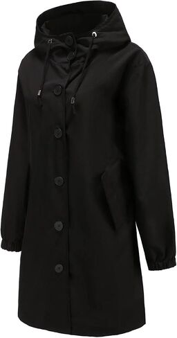 Ciguo Women's Long Raincoat Outdoor Lightweight Hooded Waterproof Jacket in Saudi Arabia