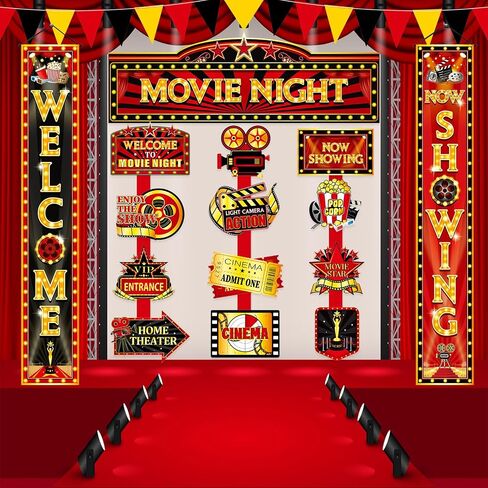 Shinyrelief 15 PCS Circus Decorations Carnival مخططة المظلة الشرفة لافتة الكرنفال موضوع الاتجاهية ترحيب في السيرك لمستلزمات حفلة عيد الميلاد in Kuwait