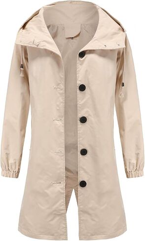 Ciguo Women's Long Raincoat Outdoor Lightweight Hooded Waterproof Jacket in Saudi Arabia