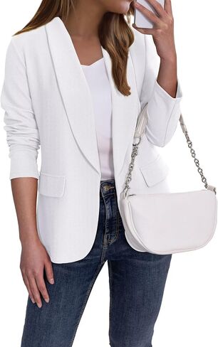 Ahlaray Women's Blazer Business Casual Lapel Collar Long Sleeve Open Front Work Office Suit Jacket Blazer, S-XL in Saudi Arabia