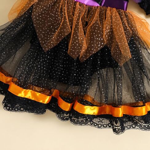 Baby Girl Halloween Witch Clothes Puff Short Sleeve Mesh Tulle Romper Dress Spider Lace Tutu Dress Party Outfit in Kuwait