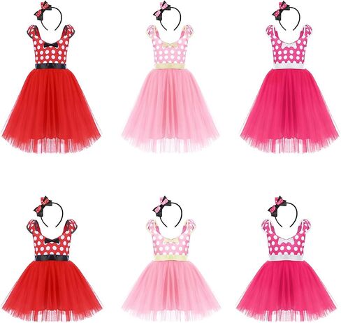 IWEMEK Girl Polka Dots Cosplay Birthday Princess Tutu Dress Up Fancy Christmas Ballet Leotard Costume with Headband in Saudi Arabia