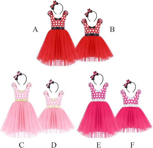 IWEMEK Girl Polka Dots Cosplay Birthday Princess Tutu Dress Up Fancy Christmas Ballet Leotard Costume with Headband in Saudi Arabia