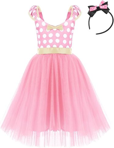 IWEMEK Girl Polka Dots Cosplay Birthday Princess Tutu Dress Up Fancy Christmas Ballet Leotard Costume with Headband in Saudi Arabia