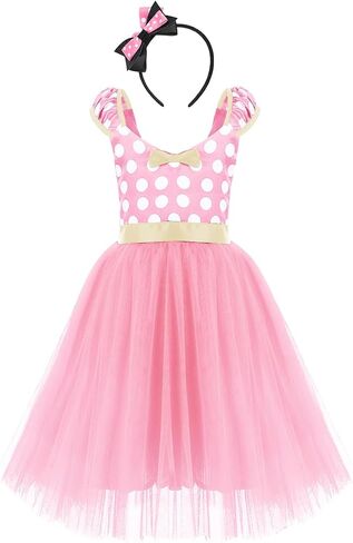 IWEMEK Girl Polka Dots Cosplay Birthday Princess Tutu Dress Up Fancy Christmas Ballet Leotard Costume with Headband in Saudi Arabia