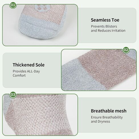Diabetic Socks for Men,6 Pairs No Binding Crew Mens Diabetic Neuropathy Socks 9-12(White+Black+Dark Grey+Deep Grey+Sandy Color+Deep Blue-Large) in Saudi Arabia